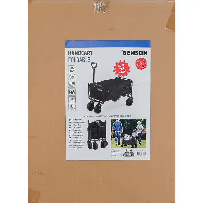 Benson Opvouwbare bolderkar 90 liter met brede 7 inch wielen 100 kg max