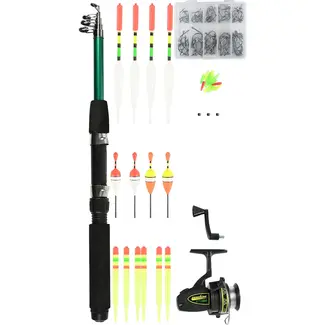 Benson Vishengelset 114-delig met telescopische hengel, molen en accessoires voor jonge beginners