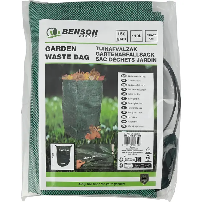 Benson Tuinafvalzak 110 liter Ø 45 x 70 cm van 150 g/m² PP groen