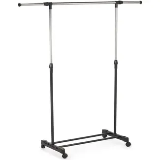 Benson Uitschuifbaar kledingrek 89-145 cm zwart met handige wielen