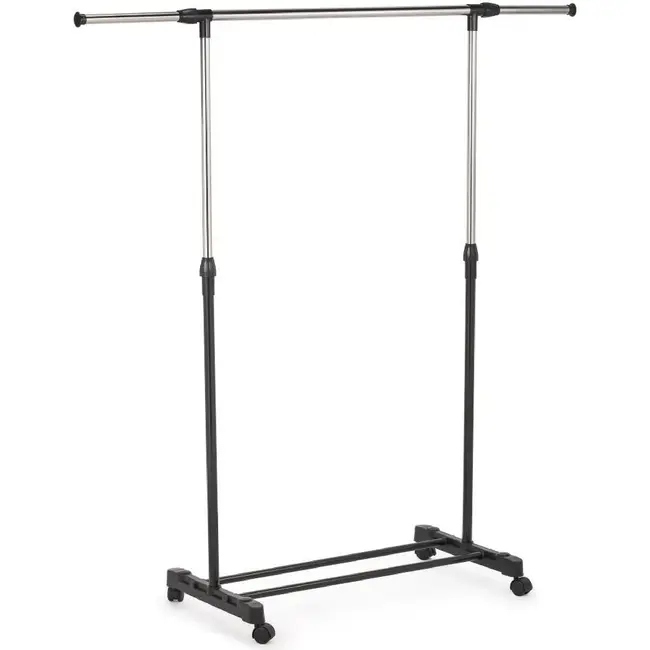 Benson Uitschuifbaar kledingrek 89-145 cm zwart met handige wielen