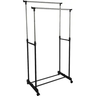Benson Kledingrek dubbel 78 cm met wielen en hoogte verstelbaar 93 tot 160 cm