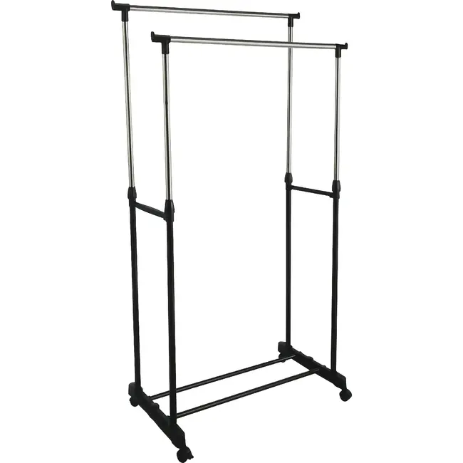 Benson Kledingrek dubbel 78 cm met wielen en hoogte verstelbaar 93 tot 160 cm