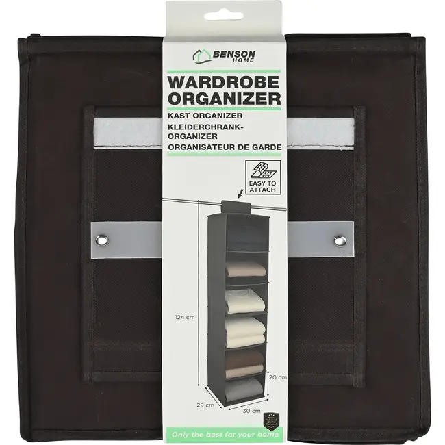 Benson Kast organizer 6 vakken 124 x 30 x 29 cm voor kledingkast