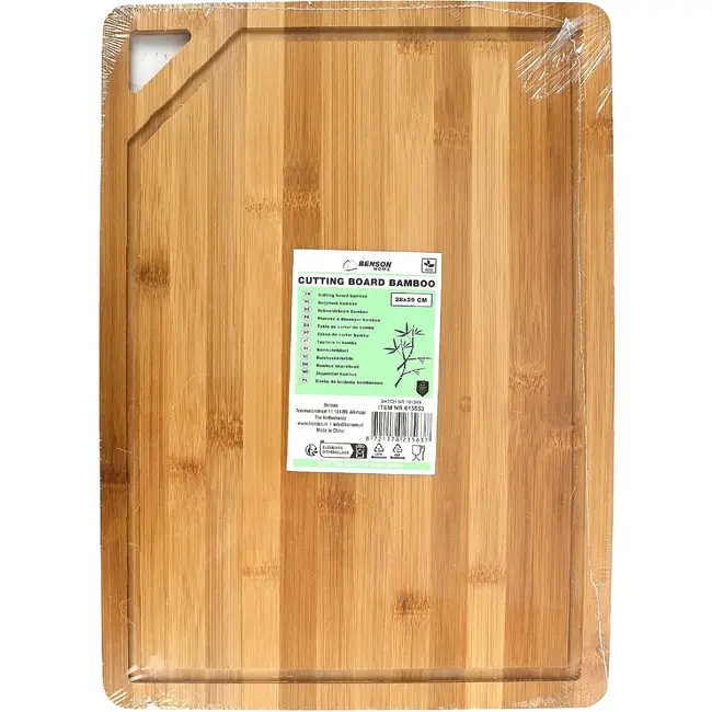 Benson Snijplank bamboe 28 x 39 cm met handgreep, sapgoot en 8 mm dikte