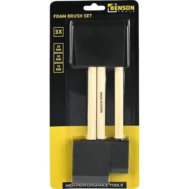Benson Schuimspons kwasten set 3-delig voor verf, lak, beits en lijm