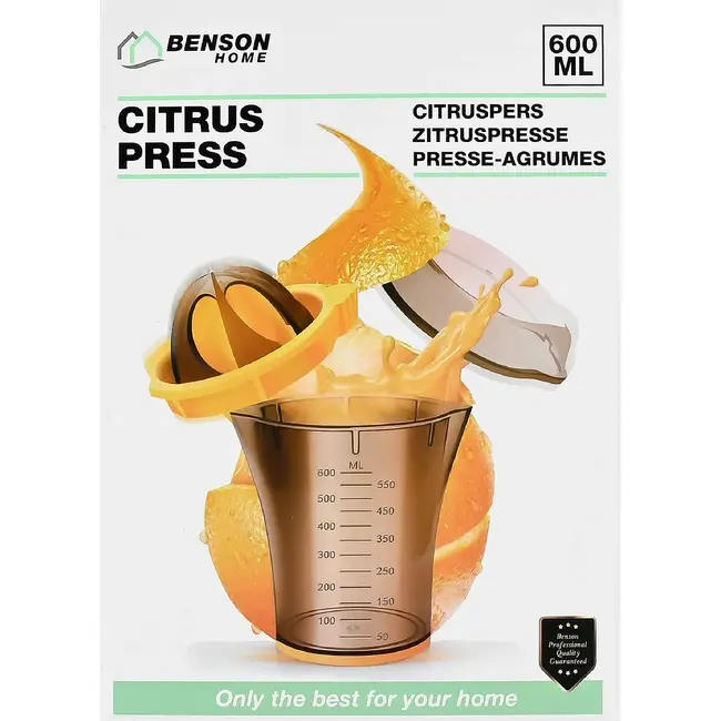 Benson Citruspers kunststof met opvangbak 200 ml en vruchtvleeszeef