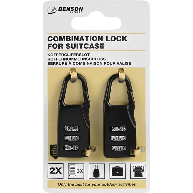 Benson Koffercijferslot zwart 5,5 x 2 cm - 2 stuks zonder sleutel
