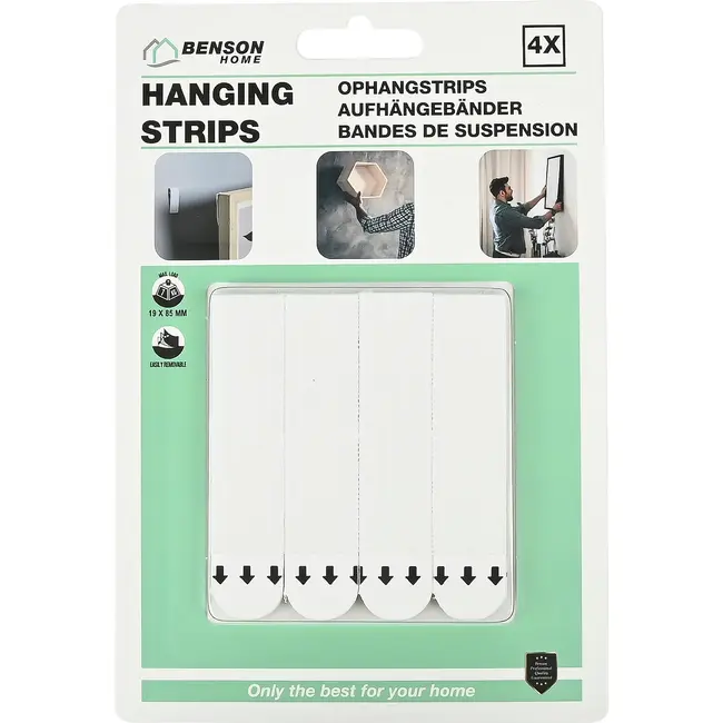 Benson Ophangstrips 4-delig 19 x 85 mm met draagkracht tot 7 kg