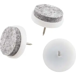Benson Antikrasvilt met nagel 24 mm wit/grijs, set van 8 stuks