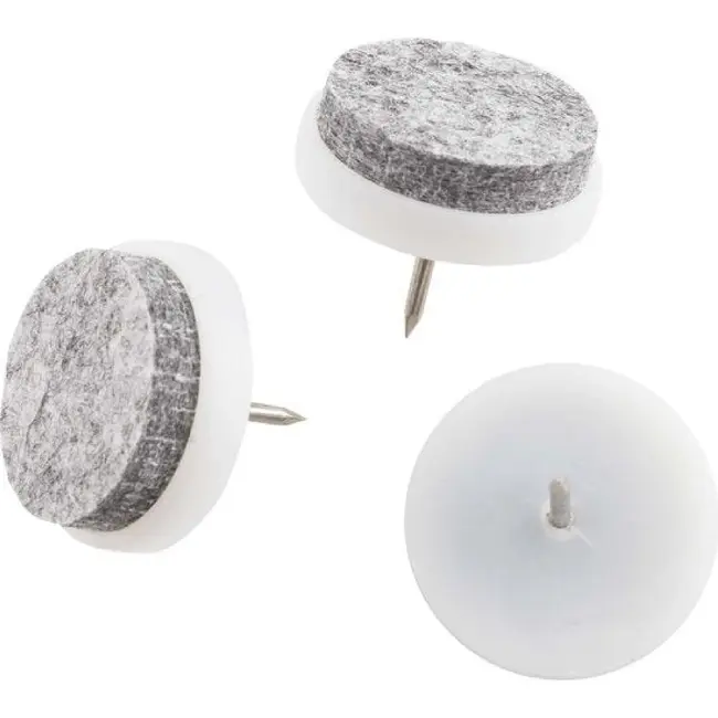 Benson Antikrasvilt met nagel 24 mm wit/grijs, set van 8 stuks