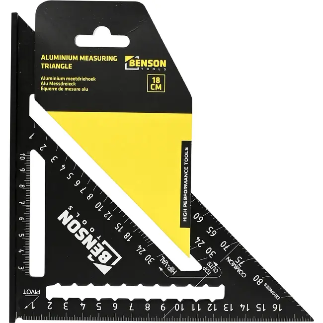 Benson Meetdriehoek aluminium 18 cm voor meten en nauwkeurig aftekenen
