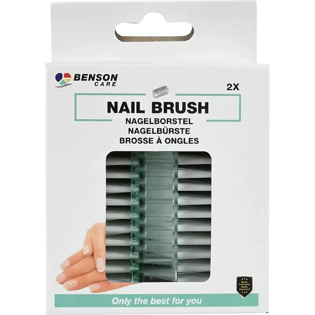 Benson Nagelborstel dubbel 2 stuks met nylon borstels aan twee zijden