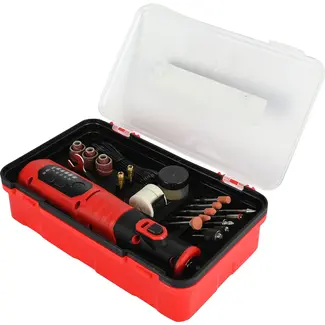 Benson Mini combitool slijpset 40-delig met 8 V, LED, USB-C en accessoires in stevige opbergbox
