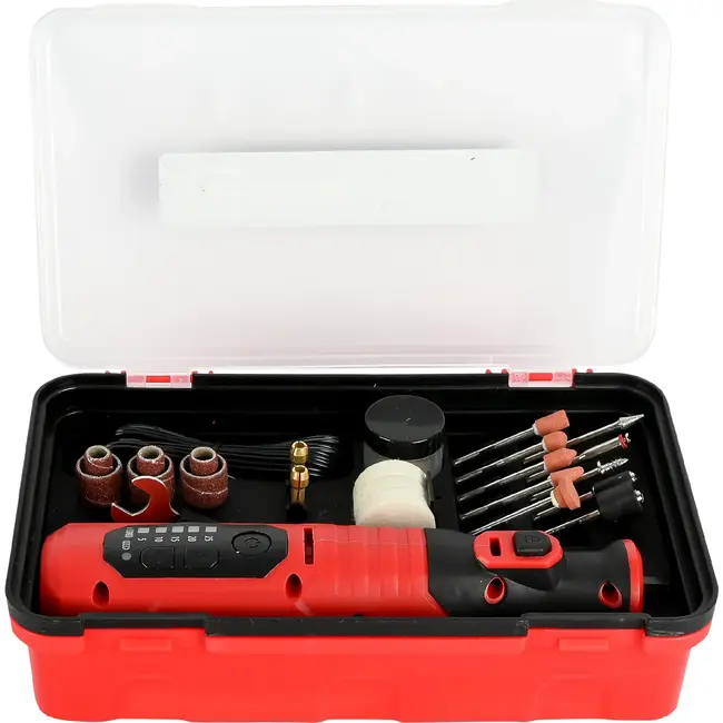 Benson Mini combitool slijpset 40-delig met 8 V, LED, USB-C en accessoires in stevige opbergbox
