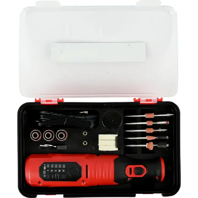 Benson Mini combitool slijpset 40-delig met 8 V, LED, USB-C en accessoires in stevige opbergbox