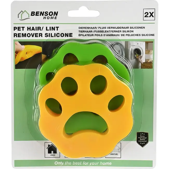 Benson Dierenhaarverwijderaar siliconen set van 2 voor kleding