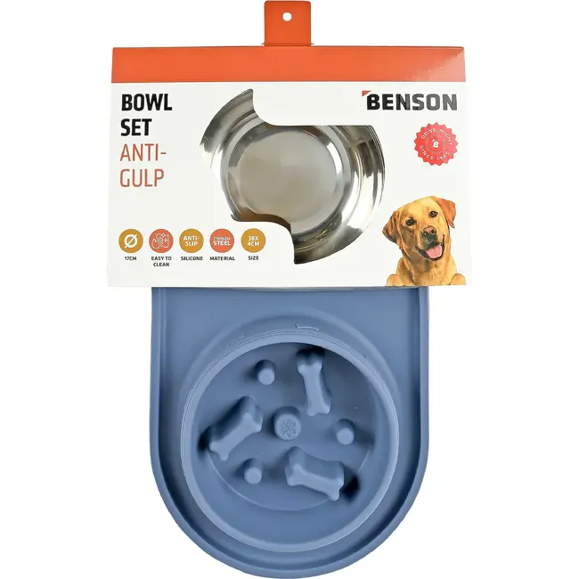 Benson Anti-schrokbak met drinkbak 17 cm, RVS en siliconen basis