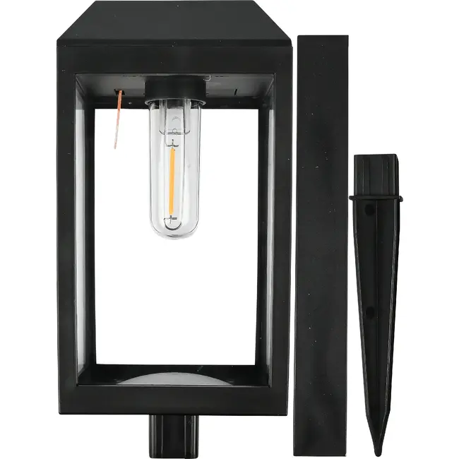 Benson Tuinlamp solar 50 cm zwart set van 2 met filamentverlichting