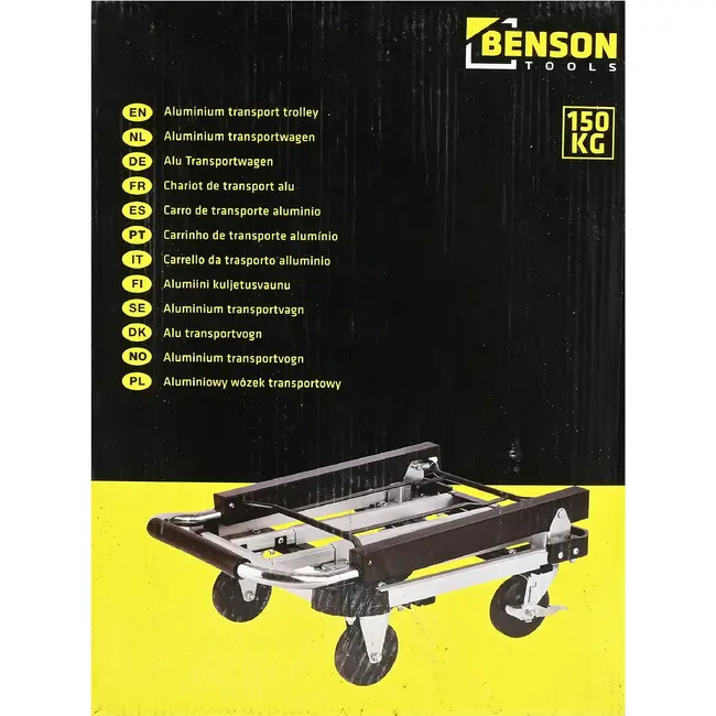 Benson Transportwagen aluminium 150 kg met remmen en duwbeugel