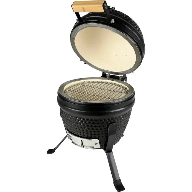 Benson Kamado 13 inch mat zwart met keramische body, thermometer en luchtregeling voor barbecue