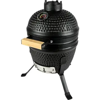 Benson Kamado 13 inch mat zwart met keramische body, thermometer en luchtregeling voor barbecue