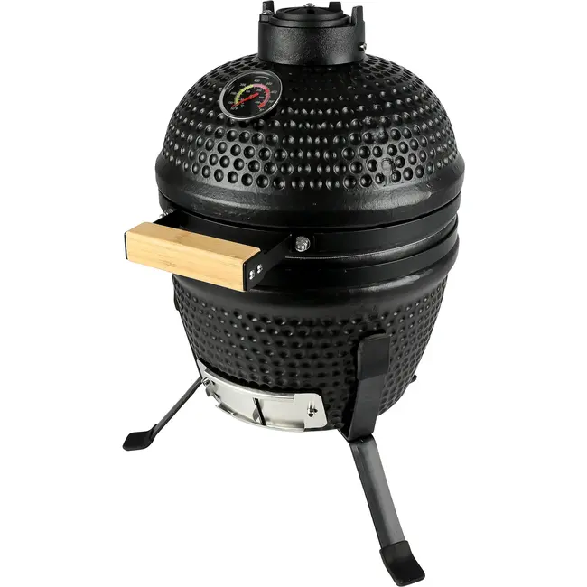 Benson Kamado 13 inch mat zwart met keramische body, thermometer en luchtregeling voor barbecue