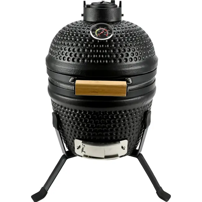 Benson Kamado 13 inch mat zwart met keramische body, thermometer en luchtregeling voor barbecue