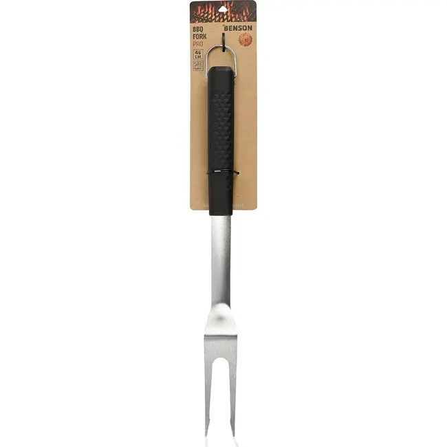 Benson BBQ-vork 46 cm met twee tanden en lange zwarte handgreep