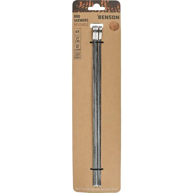Benson BBQ-spiezen 27 cm set van 6 herbruikbaar voor vlees en groente