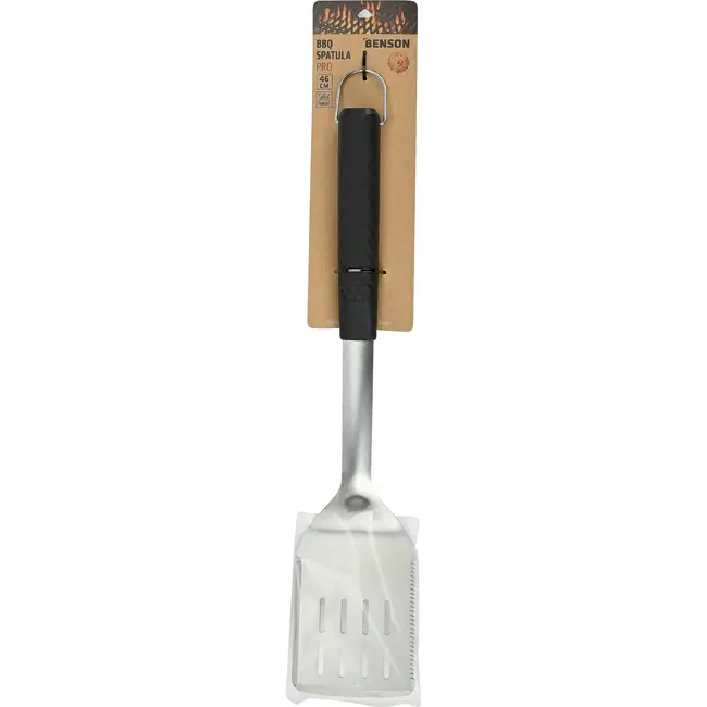 Benson BBQ-spatel 46 cm met brede sleuven en zwarte handgreep
