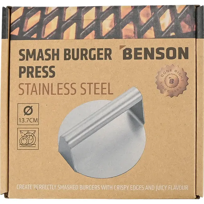 Benson BBQ-smashburgerpers 13,7 cm van metaal met stevige handgreep