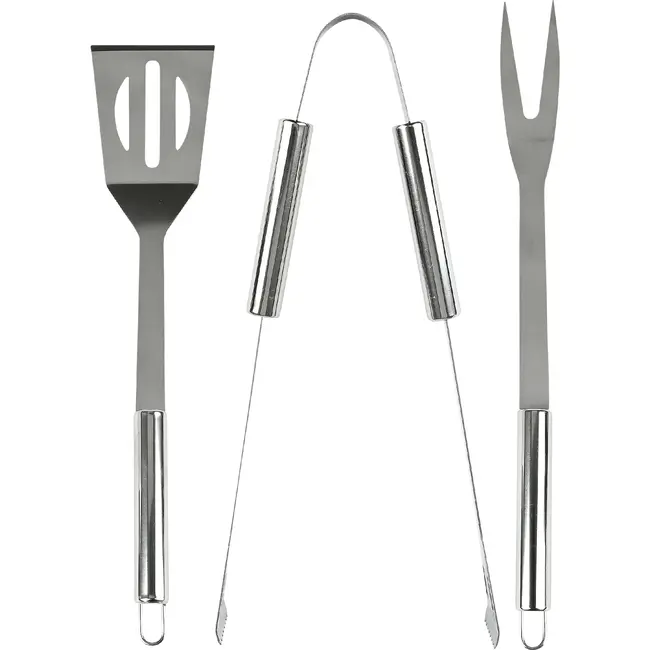 Benson BBQ set 3-delig met tang, vleesvork en brede spatel in afsluitbare handige opbergtas