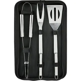 Benson BBQ set 3-delig met tang, vleesvork en brede spatel in afsluitbare handige opbergtas
