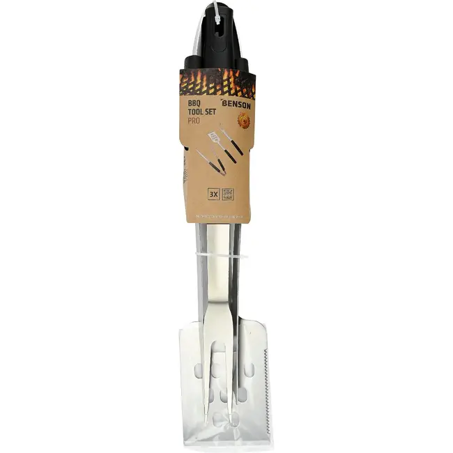 Benson BBQ set 3-delig RVS met vork, spatel en tang voor grillen