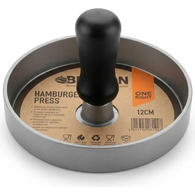 Benson BBQ-hamburgerpers 12 cm van aluminium met kunststof handvat