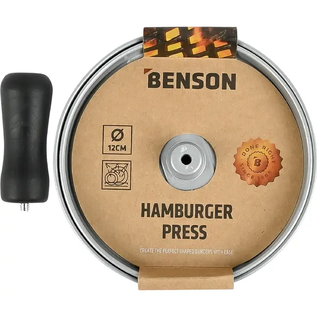 Benson BBQ-hamburgerpers 12 cm van aluminium met kunststof handvat