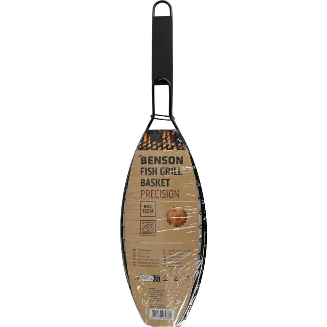 Benson BBQ-grillmand voor vis 58 cm met antiaanbaklaag en handvat
