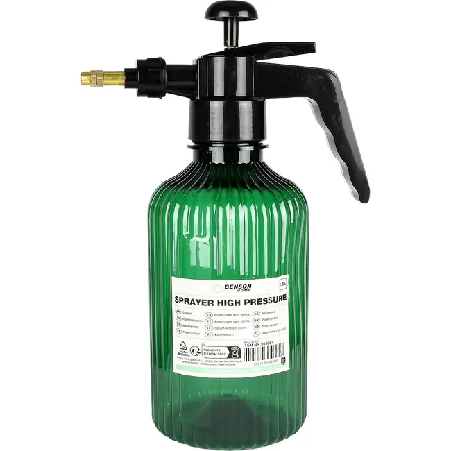 Benson Plantensproeier hogedruk 1,5 liter groen met zwarte sproekop en handpomp voor planten
