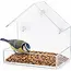 Benson Vogelvoerhouder raam 15,2 cm transparant met zuignappen en beschermend dakje voor tuinvogels