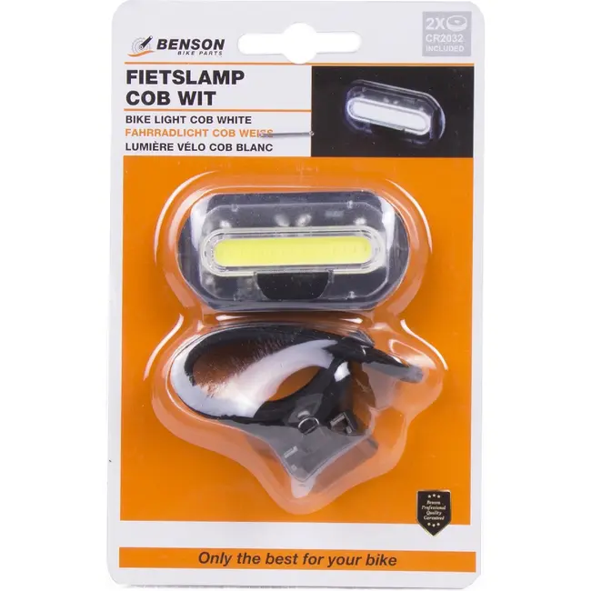 Benson Compacte fietslamp - Ultra COB LED - Wit - Silicone bevestigingsstrap