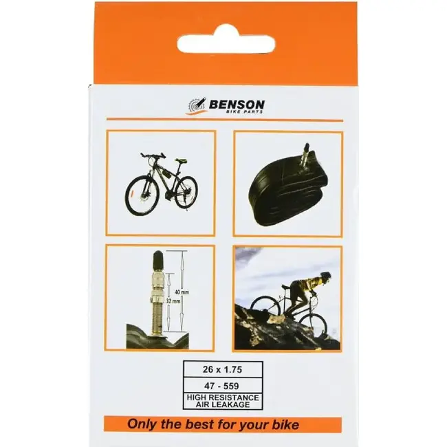 Benson Binnenband 26 x 1.75 - Butyl - Dunlop ventiel 40 mm - Zwart