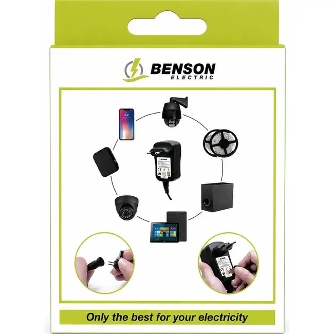 Benson Universele Ac/Dc adapter - 3-12V - 6 verwisselbare pluggen - 1000mA