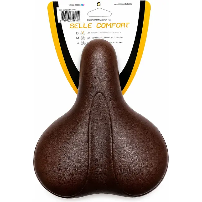 Selle Comfortabel fietszadel - waterdicht - schokabsorberend - unisex - bruin