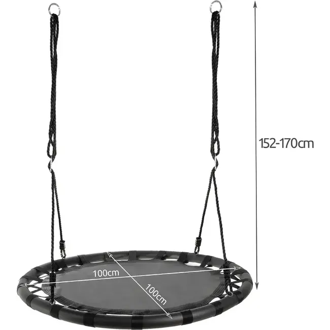 Ruhhy Hangschommel 'Nest' 100 cm - Zwart - Veilig en Duurzaam voor Buiten