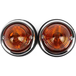 Benson Zijlamp markeringslamp - oranje - 70 mm - set van 2 - verchroomde ring - robuust ontwerp
