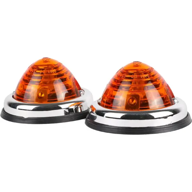 Benson Zijlamp markeringslamp - oranje - 70 mm - set van 2 - verchroomde ring - robuust ontwerp