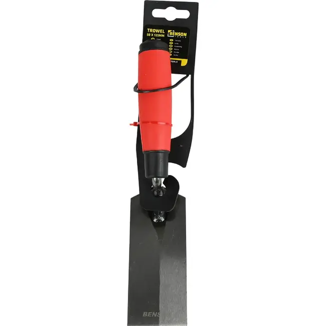 Benson Troffel - gehard staal - soft grip - 125 x 50 mm - rood