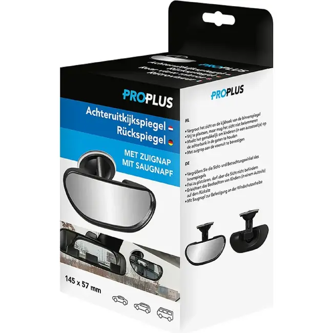 ProPlus Binnenspiegel met zuignap - Vergroot zicht en kijkhoek - 145 x 57 mm