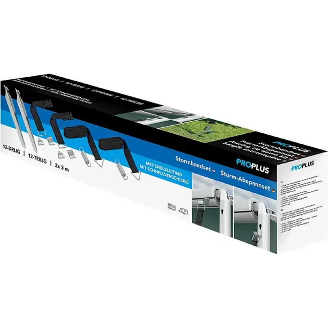 ProPlus Stormband set - 2x3m - Snelsluiting - 2x50 cm - Nylon - Zwart